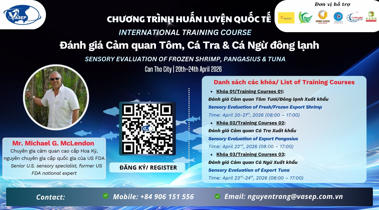 03 khóa tập huấn quốc tế về “Đánh giá cảm quan tôm, cá tra, cá ngừ”